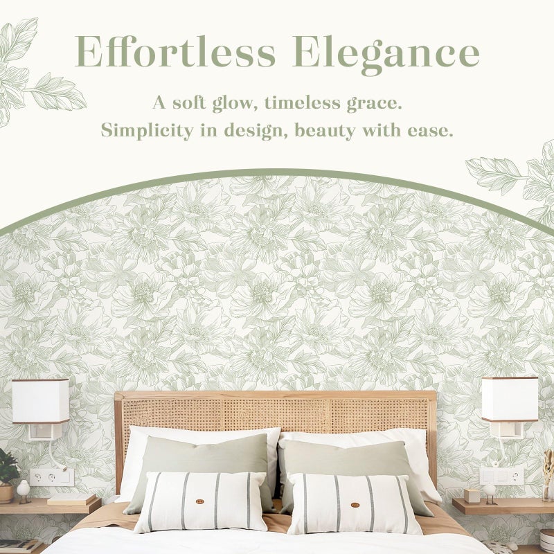 Dimoon 78.7"x17.3"Peel and Stick Retro Line Floral Wallpaper Beige Artistic Wall Decor for Bedroom - Image 3