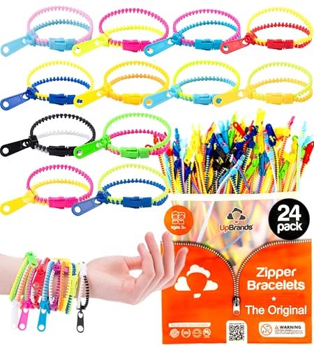 UpBrands 24 Easter Eggs Fillers Zipper Bracelets 65 Inches Sensory Toys Set Kit for Birthday Party Favors for Kids Goodie Bags Class Valentines Gifts For Kids Students Incentives - Image 1
