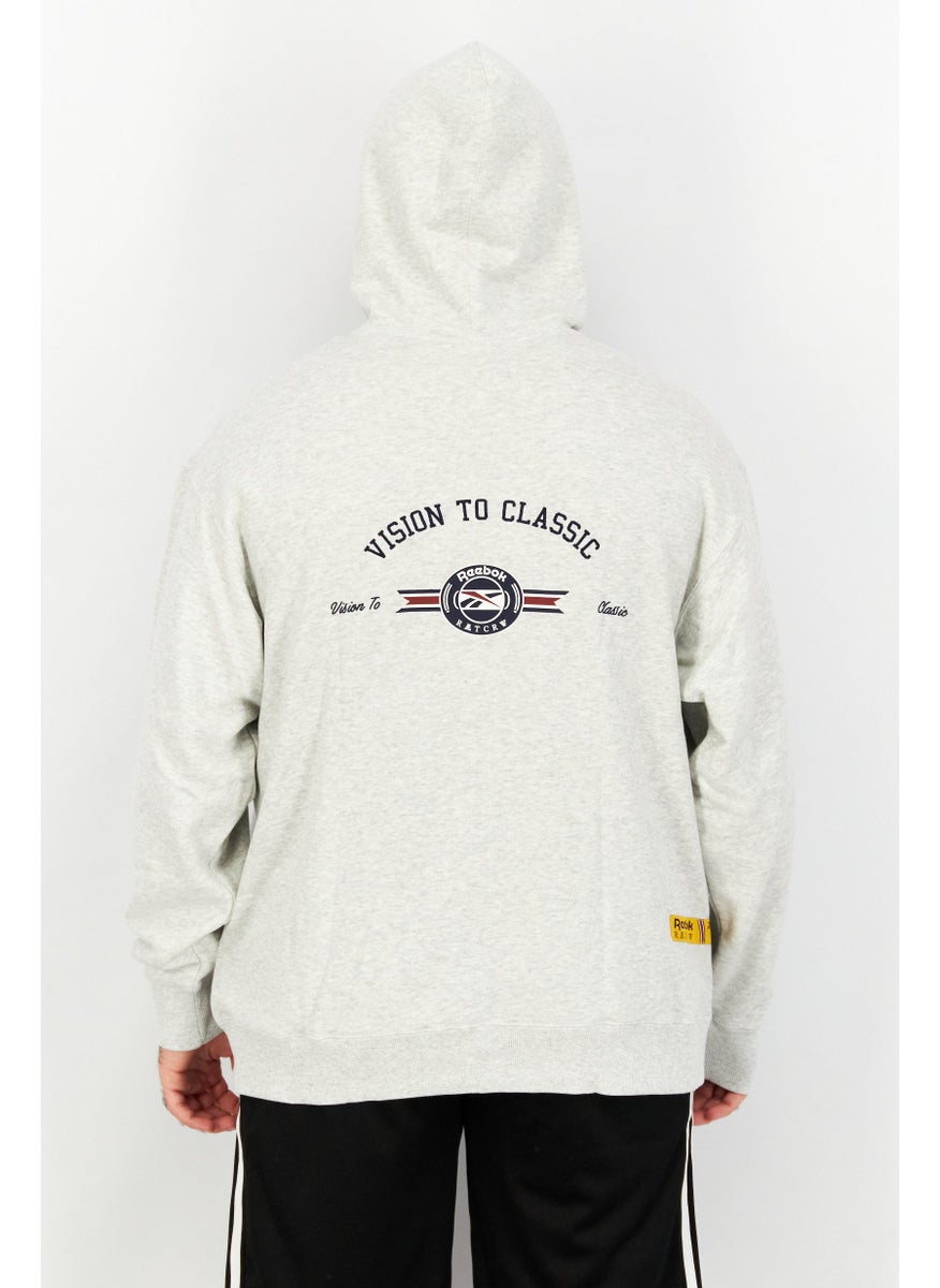 Reebok Men Sportswear Fit Hooded Long Sleeve Training Sweatshirt, Grey Combo  - Image 3