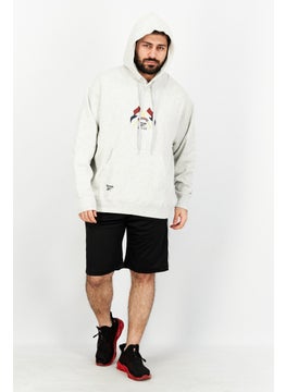 Reebok Men Sportswear Fit Hooded Long Sleeve Training Sweatshirt, Grey Combo  - Image 2