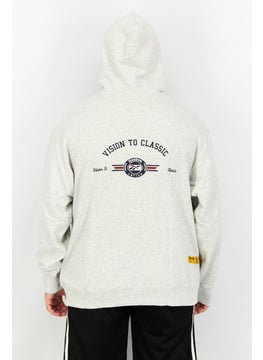 Reebok Men Sportswear Fit Hooded Long Sleeve Training Sweatshirt, Grey Combo  - Image 3