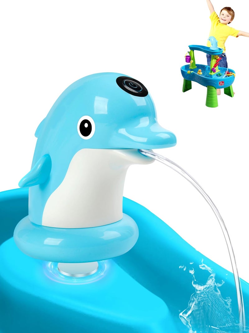 TEYOUAI Dolphin Water Table Pump with Magnetic Base No Drill 3H Runtime Continuous Flow Rechargeable for Step 2 for Kids Outdoor Water Play Toys Stable Water Fun Accessories Blueâ€‹ - Image 1