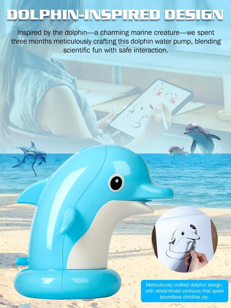 TEYOUAI Dolphin Water Table Pump with Magnetic Base No Drill 3H Runtime Continuous Flow Rechargeable for Step 2 for Kids Outdoor Water Play Toys Stable Water Fun Accessories Blueâ€‹ - Image 4