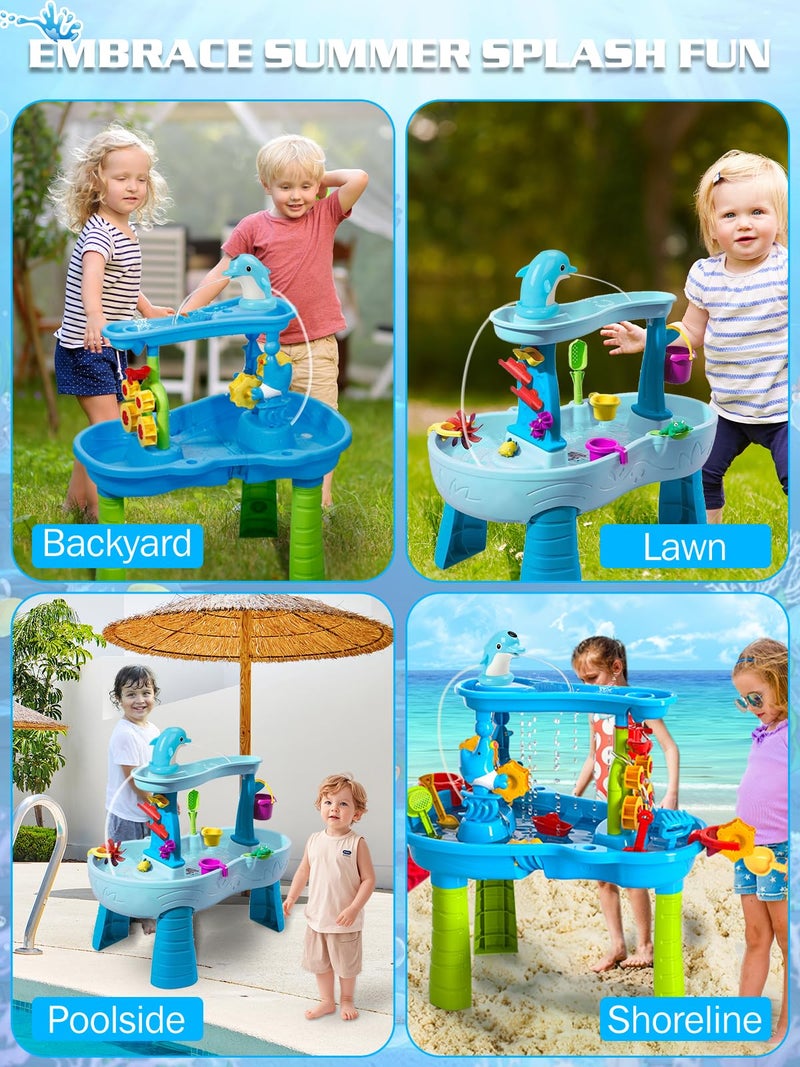 TEYOUAI Dolphin Water Table Pump with Magnetic Base No Drill 3H Runtime Continuous Flow Rechargeable for Step 2 for Kids Outdoor Water Play Toys Stable Water Fun Accessories Blueâ€‹ - Image 5