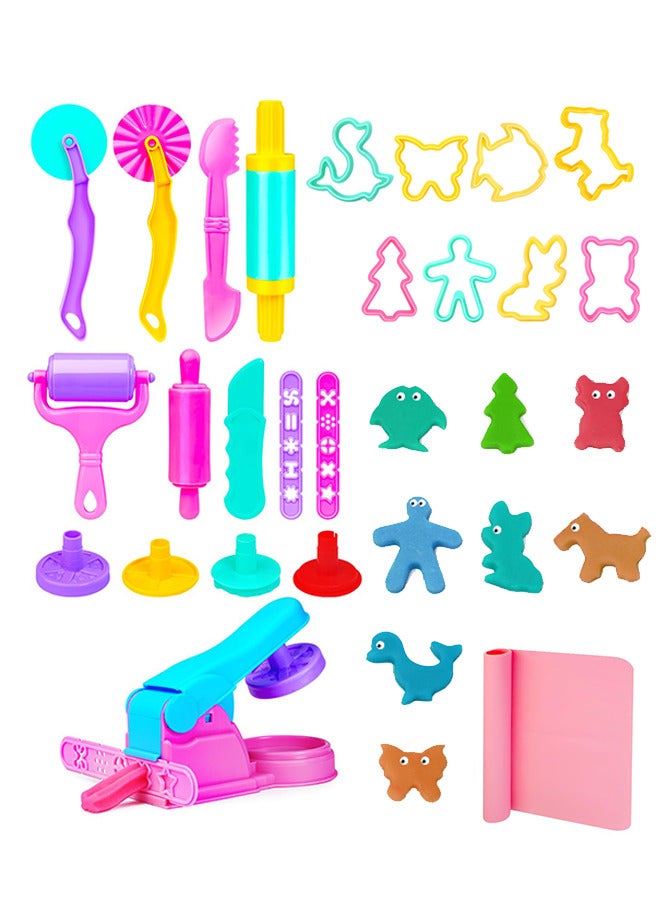 22-Piece Clay Dough Tool Kit for Kids, Plastic DIY Plasticine Set with Modelling Tools Clay Rollers and Cutters - Image 1