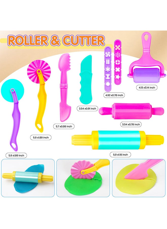 22-Piece Clay Dough Tool Kit for Kids, Plastic DIY Plasticine Set with Modelling Tools Clay Rollers and Cutters - Image 3