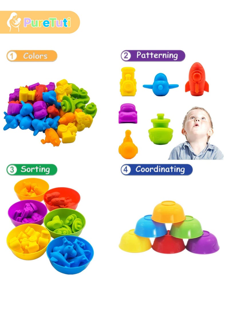 طفل نقي لعبة مطابقة العد، ألعاب الفرز مع أكواب الفرز، تصنيف الألوان والتدريب الحسي، مجموعة ألعاب تعليمية لمرحلة ما قبل المدرسة، هدية للأطفال الصغار والأولاد والبنات من سن 3 سنوات فما فوق (النقل) - Image 3