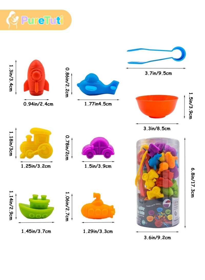 طفل نقي لعبة مطابقة العد، ألعاب الفرز مع أكواب الفرز، تصنيف الألوان والتدريب الحسي، مجموعة ألعاب تعليمية لمرحلة ما قبل المدرسة، هدية للأطفال الصغار والأولاد والبنات من سن 3 سنوات فما فوق (النقل) - Image 5