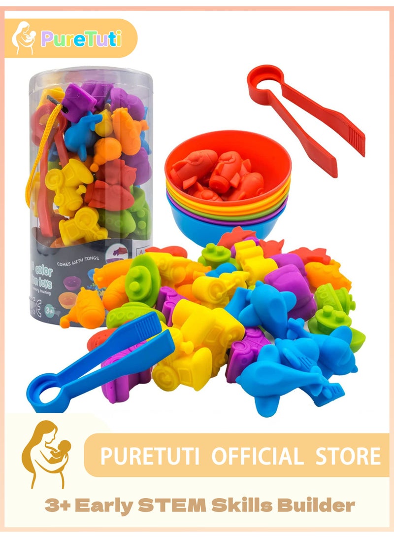 طفل نقي لعبة مطابقة العد، ألعاب الفرز مع أكواب الفرز، تصنيف الألوان والتدريب الحسي، مجموعة ألعاب تعليمية لمرحلة ما قبل المدرسة، هدية للأطفال الصغار والأولاد والبنات من سن 3 سنوات فما فوق (النقل) - Image 1