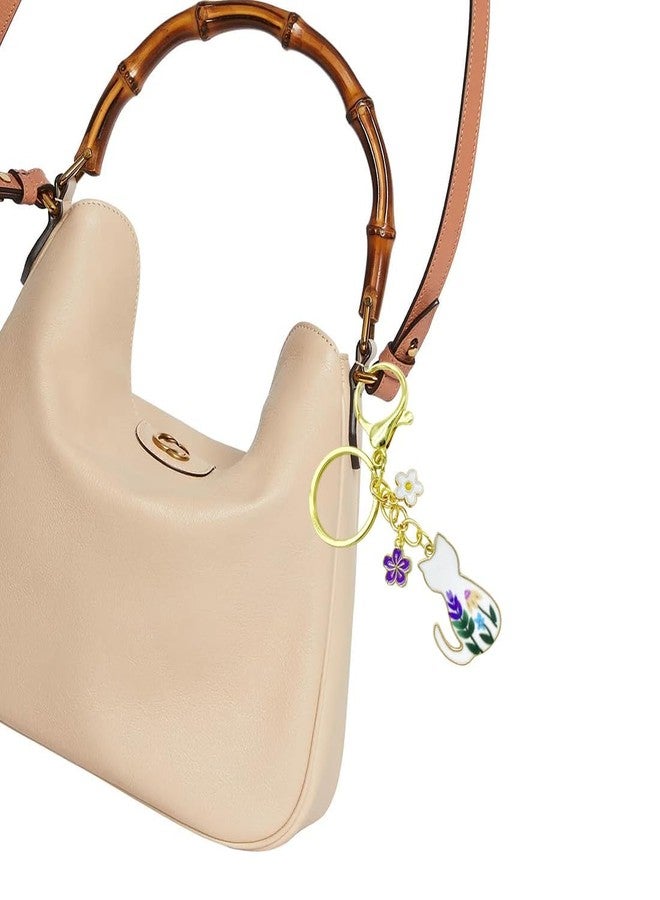 Pmeixcy Cute Cat Keychain, Backpack Charms with Floral Design, Japanese-Themed Cat Decor for Gift Giving, Perfect Bag Charm Accessory, 3 x 7.6 x 0.2 cm - Image 2