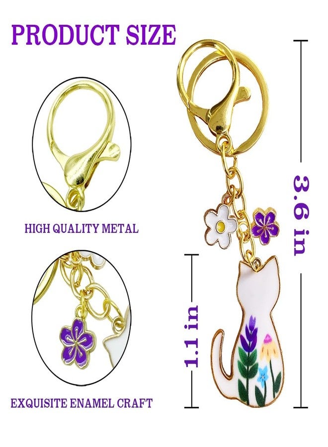 Pmeixcy Cute Cat Keychain, Backpack Charms with Floral Design, Japanese-Themed Cat Decor for Gift Giving, Perfect Bag Charm Accessory, 3 x 7.6 x 0.2 cm - Image 5