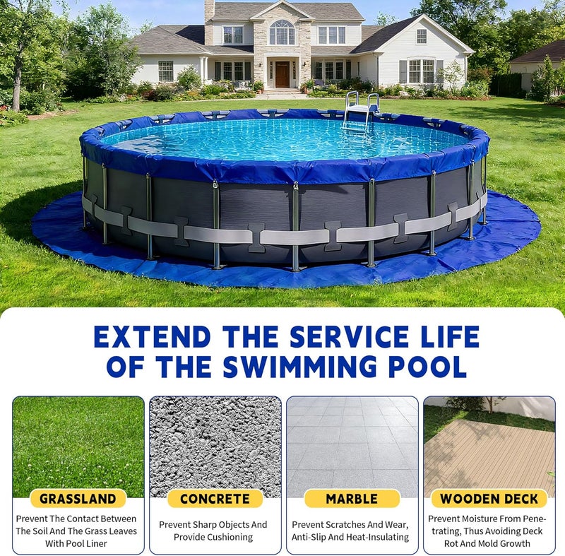 RAINDEWAY 24ft Pool Mat Round Multipurpose Under Pool Tarp Easy Fold Pool Protector Mat Above Ground Pool Protector Mat Prevent Pool Punctures - Image 3