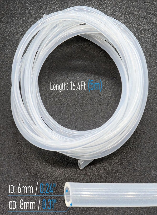 FOCMKEAS Silicone Tubing 0.24" x 0.31"（6x8mm）(IDxOD) 16.4Ft(5m) Length Flexible Transparent Tube, Silicone Rubber Air Hose Water Pipe for Pump Transfer - Image 2