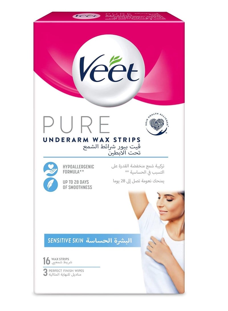 شرائح شمعية نقية للبشرة الحساسة تحت الإبط، 16 قطعة - Image 1