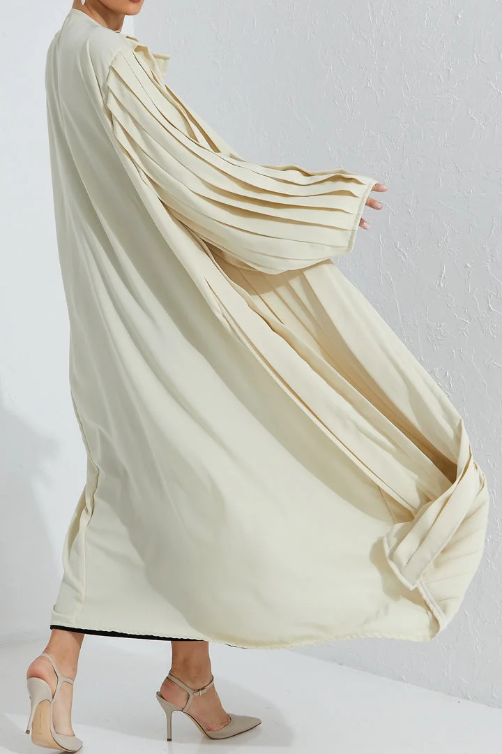 Moistreet  Flared Sleeve Pleated Abaya for Women | Best Price UAE