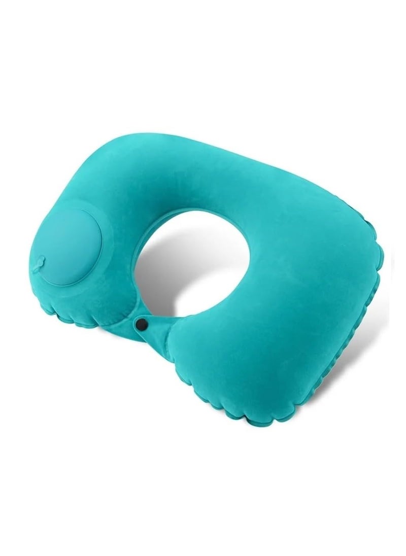 PURCHASE ZONE PURCHASE ZONE HandPressed Inflatable Foldable Travel Neck Pillow Super Soft Thin Healthy Convenient Inflatable UShape Air Pillow Instant Inflatable Neck Travel Pillow Multicolor  - Image 1