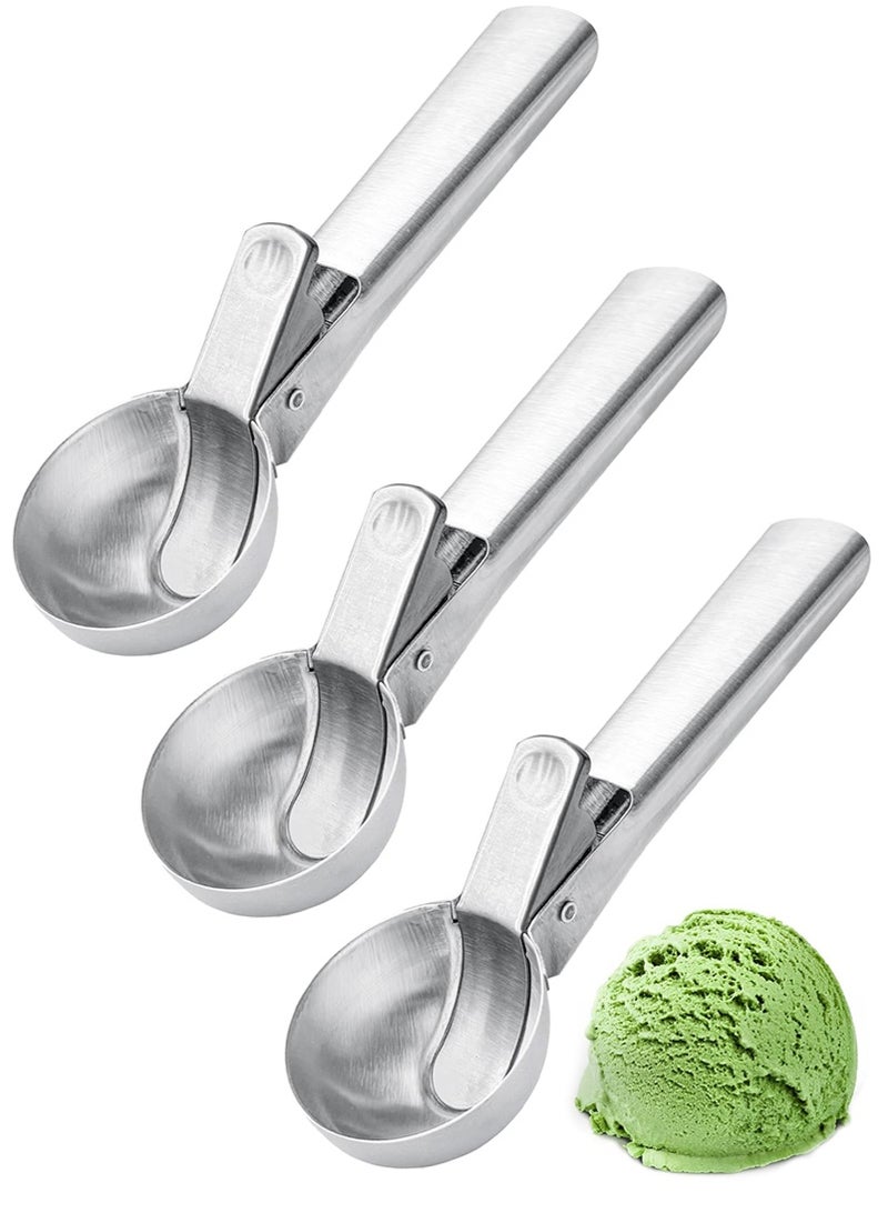 2 Piece Premium Ice Cream Scoop with Trigger Ice Cream Scooper Stainless Steel, Heavy Duty Metal Icecream Scoop Spoon Dishwasher Safe, Perfect for Frozen Yogurt, Gelatos, Sundaes,18.5x4.5x4.5cm,Silvery.  - Image 1