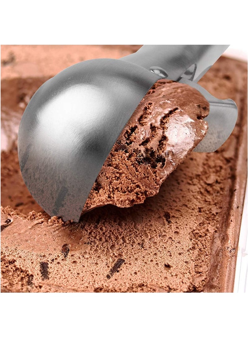 2 Piece Premium Ice Cream Scoop with Trigger Ice Cream Scooper Stainless Steel, Heavy Duty Metal Icecream Scoop Spoon Dishwasher Safe, Perfect for Frozen Yogurt, Gelatos, Sundaes,18.5x4.5x4.5cm,Silvery.  - Image 5