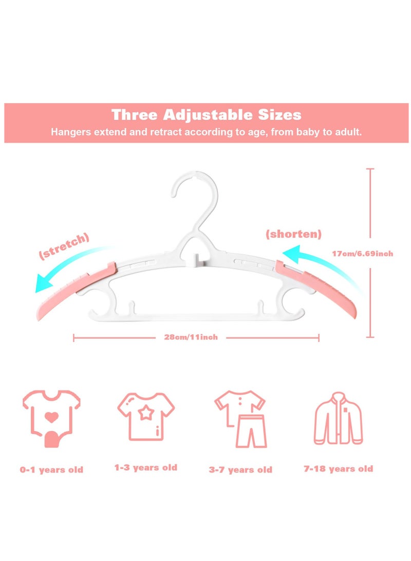 Excefore Toddler Hangers, 12 Pack 11"-14.6" Inch Size Adjustable Children's Heavy Duty Plastic Baby Clothes Hanger with Hooks, Non-Slip Stackable Hangers Kids/Adult, Rainbow Color - Image 3
