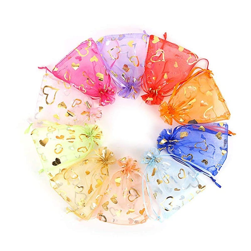 Beingelegant - 10 Pcs. Sheer Organza Gift Bags Jewelry Pouches Party Wedding Favor - Multi Colour (10X14, 10) - Image 1