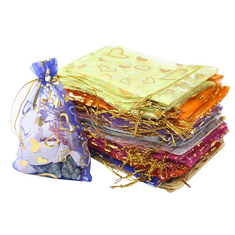 Beingelegant - 10 Pcs. Sheer Organza Gift Bags Jewelry Pouches Party Wedding Favor - Multi Colour (10X14, 10) - Image 2