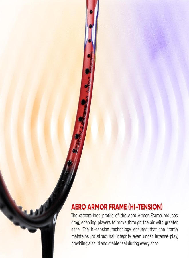 Apacs Accurate 77 (Unstrung, 6.8mm Extra Slim Shaft) 35 LBS Max Tension | Made in Vietnam | Aero Armor Frame (Hi-Tension) | 100% Japanese Graphite Badminton Racket with Free Full Cover (Red Black) - Image 5