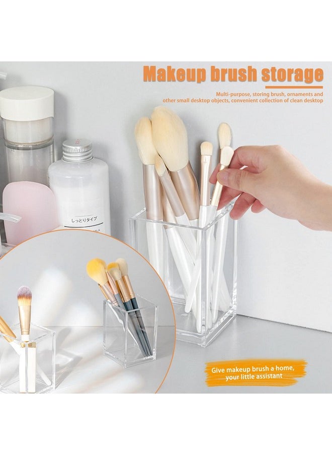 Cerpourt - 3 Pack Clear Acrylic Makeup Brush Holder,Acrylic Cosmetic Brushes Storage Organizer,Pencil Pen Holder Cup For Desk,Modern Design Desk Accessories For Office School Home Supplies - Image 1