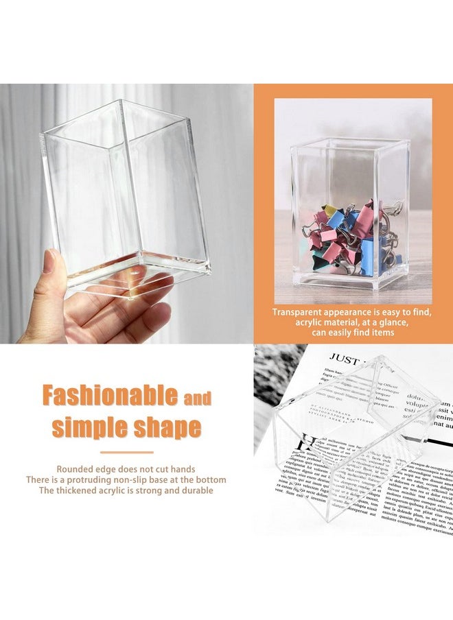 Cerpourt - 3 Pack Clear Acrylic Makeup Brush Holder,Acrylic Cosmetic Brushes Storage Organizer,Pencil Pen Holder Cup For Desk,Modern Design Desk Accessories For Office School Home Supplies - Image 1