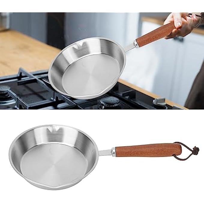 Sorandy مقلاة من الفولاذ المقاوم للصدأ، مقلاة صغيرة غير مطلية، مقبض بارد، موقد غاز، مقلاة عالمية للاستخدام المنزلي والمطعم، 16 سم Qy73M2Xrez12 - Image 4