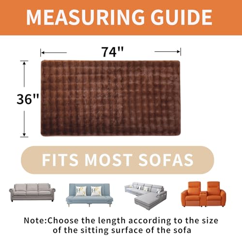 Hittun Waterproof Dog Bed Cover Non Slip Couch Covers for Dogs Washable Soft Faux Fur Sofa Cover Couch Covers for 3 Cushion Couch Sofa Pet Friendly (Brown) - Image 4