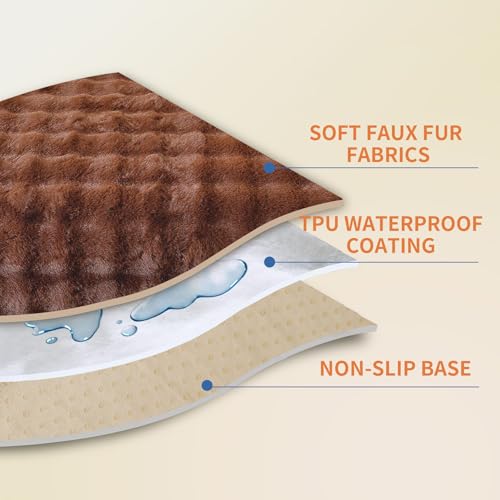 Hittun Waterproof Dog Bed Cover Non Slip Couch Covers for Dogs Washable Soft Faux Fur Sofa Cover Couch Covers for 3 Cushion Couch Sofa Pet Friendly (Brown) - Image 3