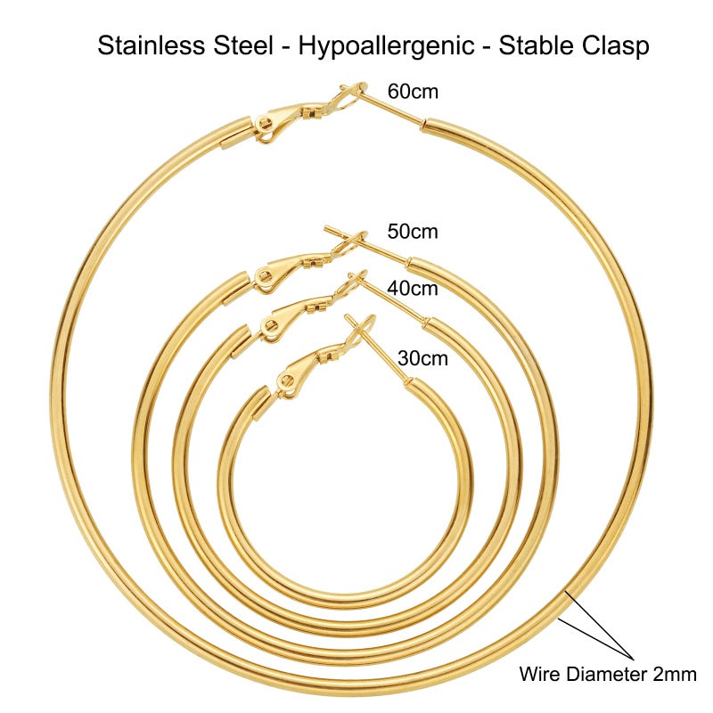 iJuqi 14K Gold Plated Hoop Earrings for Women - Hypoallergenic Stainless Steel Set, Lightweight Large and Small Hoops Jewelry, 4 Pairs, Medium - Image 4