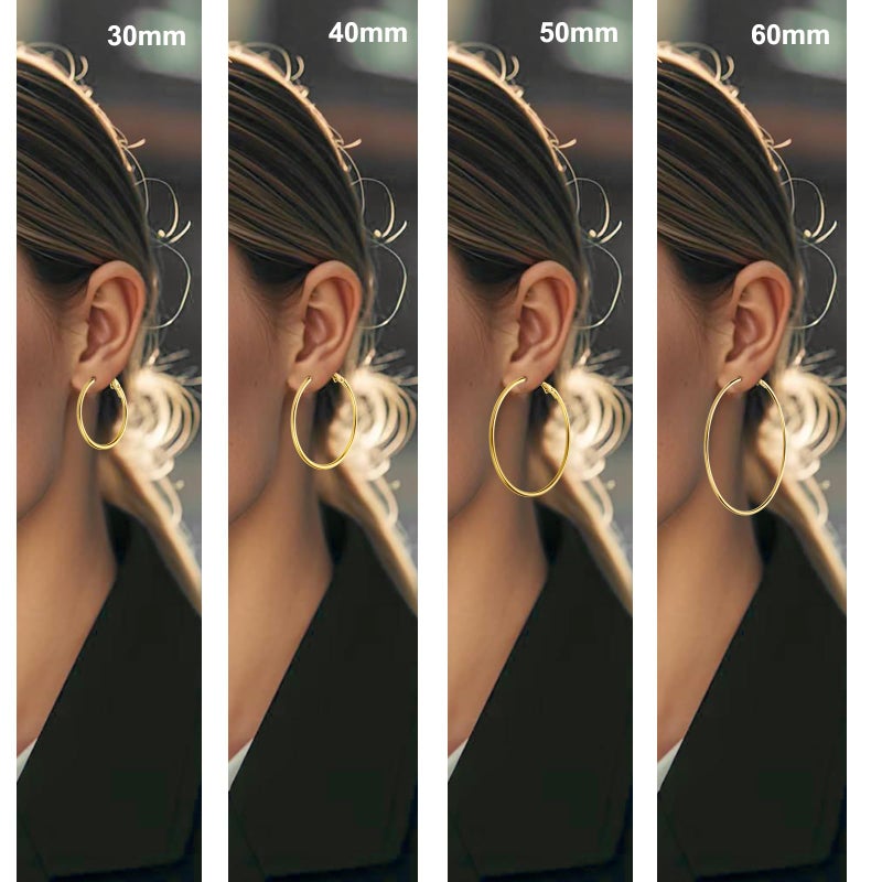 iJuqi 14K Gold Plated Hoop Earrings for Women - Hypoallergenic Stainless Steel Set, Lightweight Large and Small Hoops Jewelry, 4 Pairs, Medium - Image 2