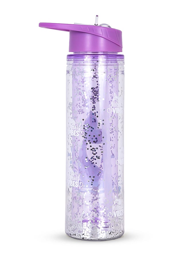 Eazy Kids Tritan Double Wall Glitter 550Ml Water Bottle  - Mermaid Purple  - Image 2