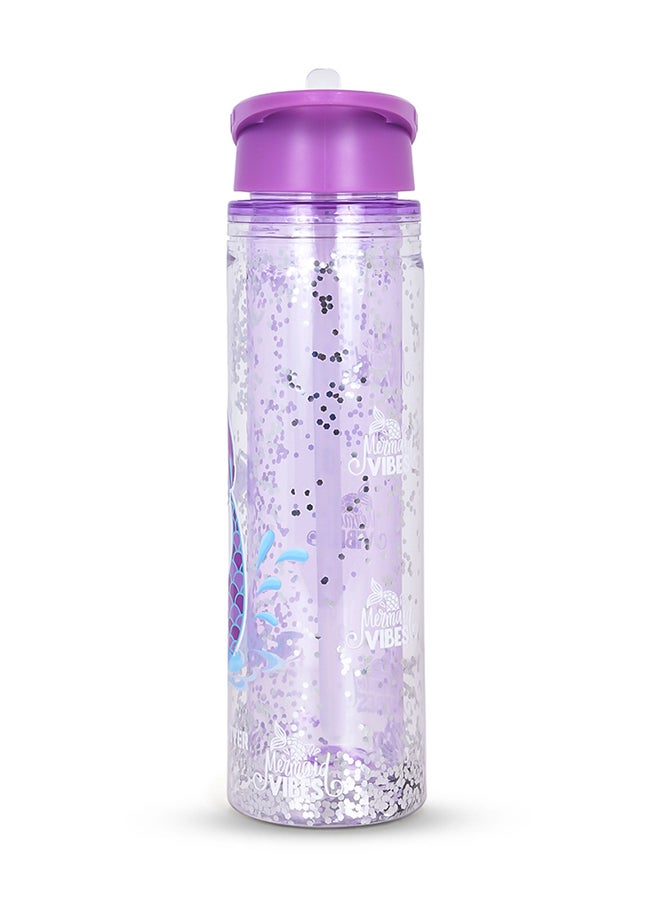 Eazy Kids Tritan Double Wall Glitter 550Ml Water Bottle  - Mermaid Purple  - Image 3