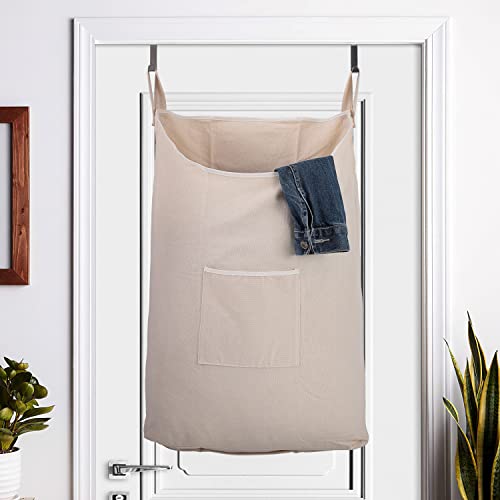 GORISEN 2 pack Laundry Collector, Laundry Hamper, Door Hanging Laundry bag with hooks (Beige, 2PC X 65Liters) - Image 2