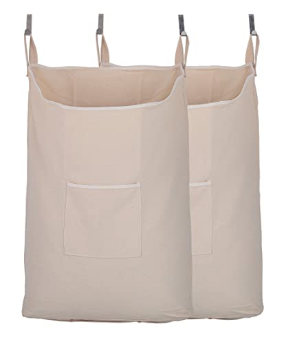 GORISEN 2 pack Laundry Collector, Laundry Hamper, Door Hanging Laundry bag with hooks (Beige, 2PC X 65Liters) - Image 5