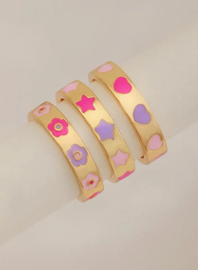 Take Two  Pack of 3 - Heart and Star Detail Ring for Women | Best Price UAE