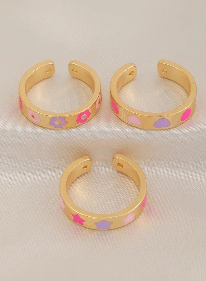Take Two  Pack of 3 - Heart and Star Detail Ring for Women | Best Price UAE