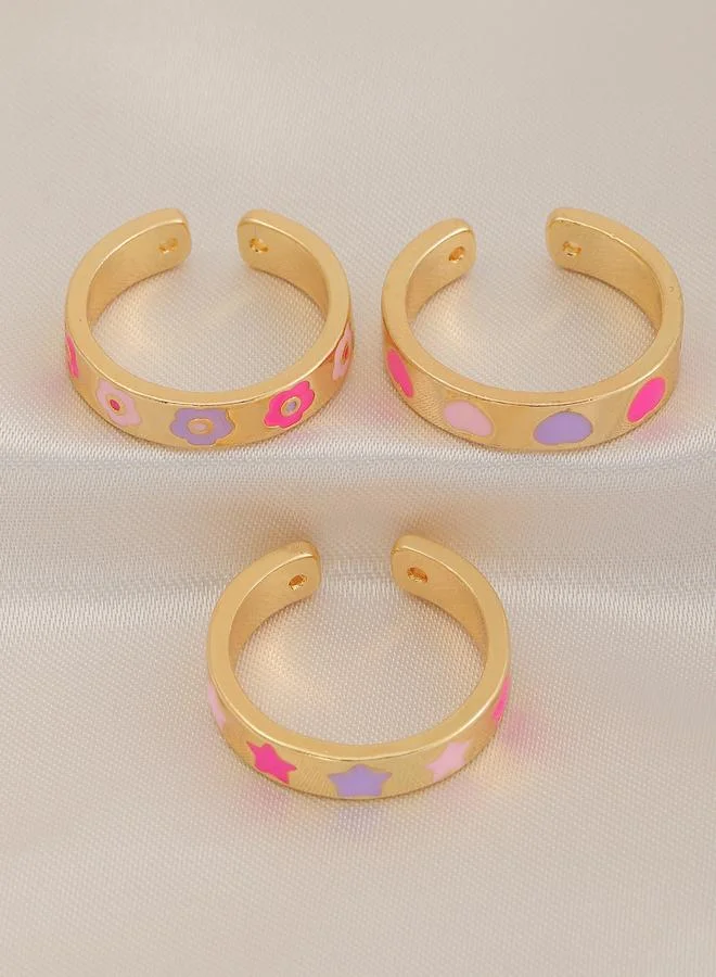 Take Two  Pack of 3 - Heart and Star Detail Ring for Women | Best Price UAE