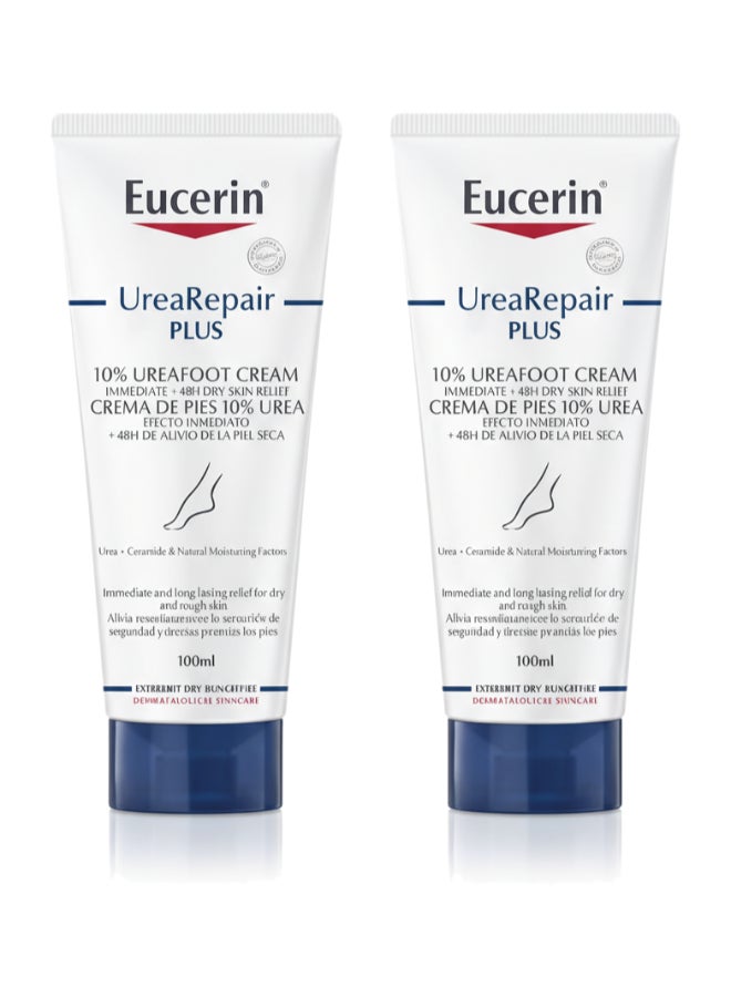 يوسيرين Pack Of 2 Urearepair Plus 10% Urea Foot Cream With Ceramide Suitable For Mature And Diabetic Skin 100ml - Image 1