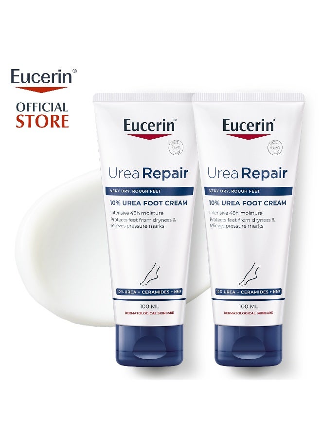 يوسيرين Pack Of 2 Urearepair Plus 10% Urea Foot Cream With Ceramide Suitable For Mature And Diabetic Skin 100ml - Image 1