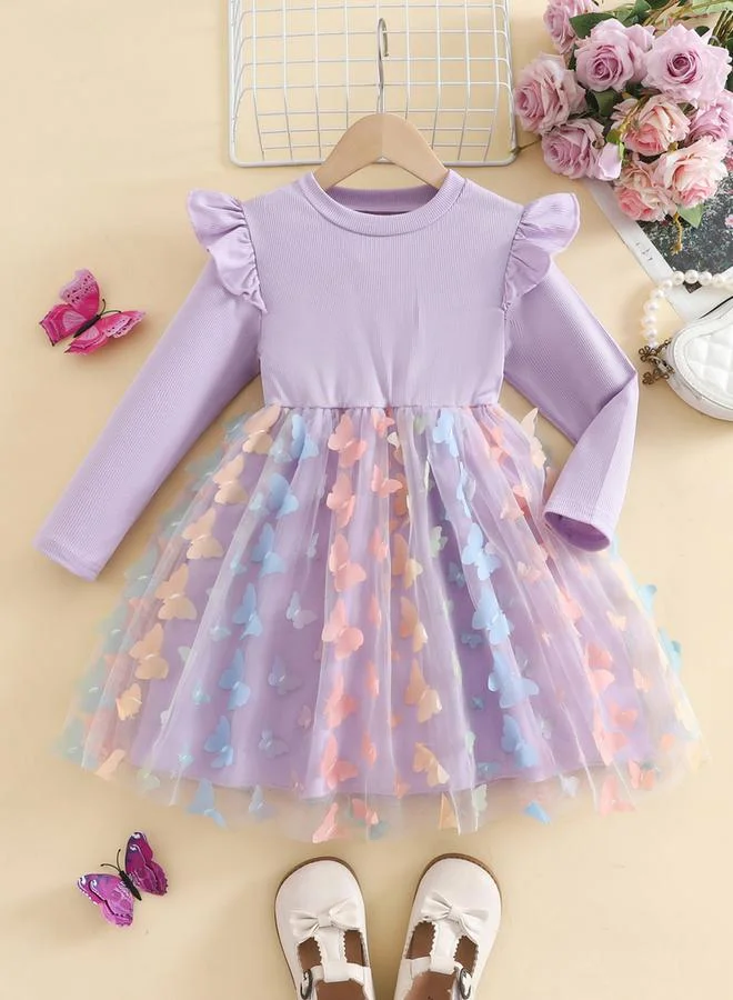 Take Two Take Two Ruffled Detail Mesh Hem Dress