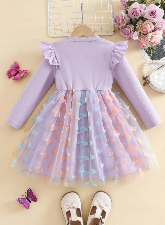 Take Two Take Two Ruffled Detail Mesh Hem Dress