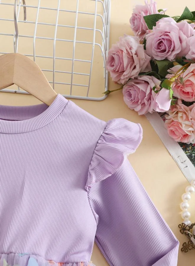 Take Two Take Two Ruffled Detail Mesh Hem Dress