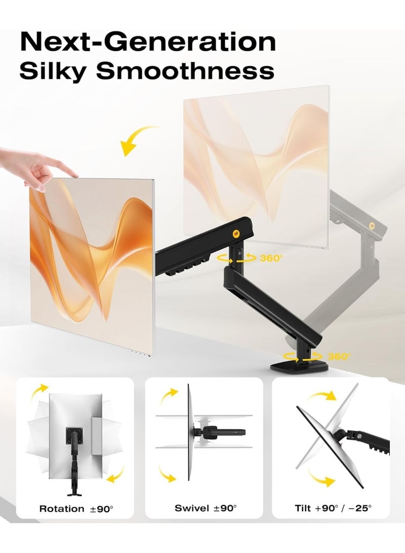 NB Ergonomic Monitor Arm for Monitors 17'' to 32 inch, Mechanical Spring Mount Load up to 9 kg, VESA 75/100 mm Monitor-Mount A5 (Black) - Image 3