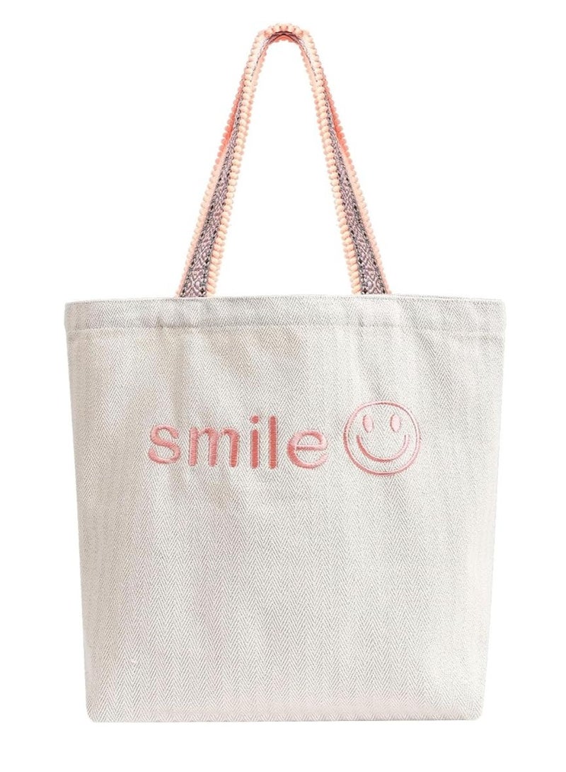 SYOSI Tote Canvas Bag for Woman Lady Canvas Crossbody Tote Shoulder Purse Bag Embroidery Shoulder Casual Bags for Girls Cute Tote Canvas Bags for Women Shopping School Library  - Image 1