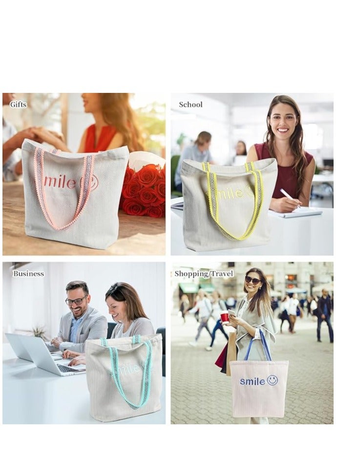 SYOSI Tote Canvas Bag for Woman Lady Canvas Crossbody Tote Shoulder Purse Bag Embroidery Shoulder Casual Bags for Girls Cute Tote Canvas Bags for Women Shopping School Library  - Image 3