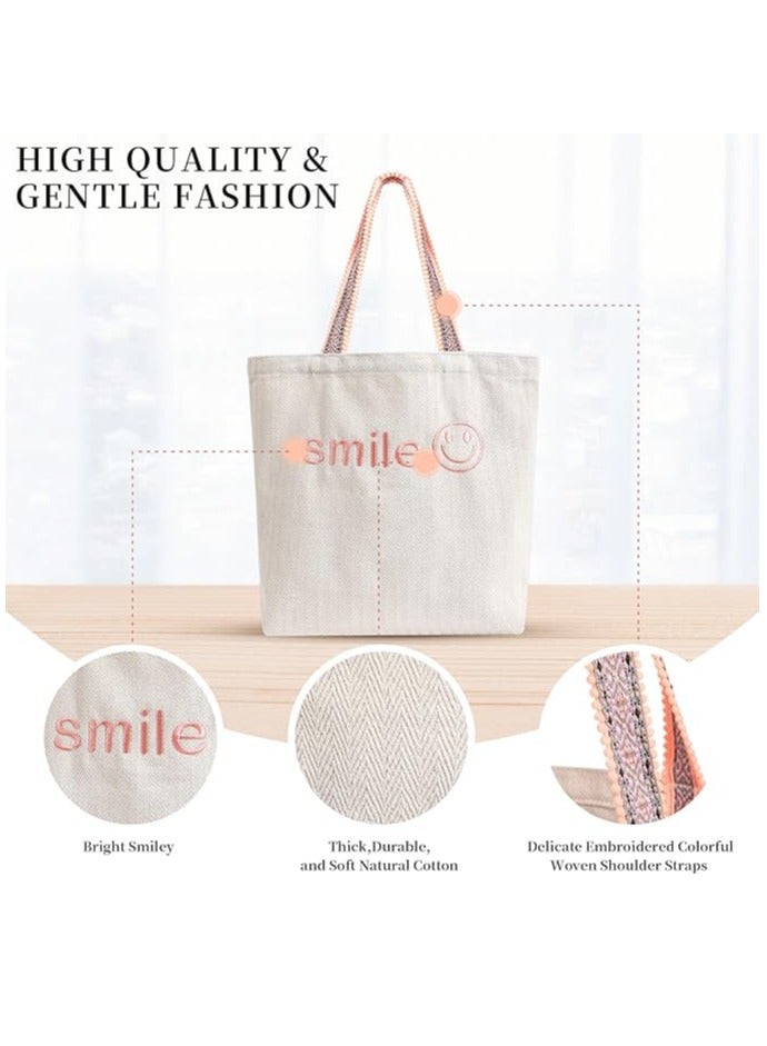 SYOSI Tote Canvas Bag for Woman Lady Canvas Crossbody Tote Shoulder Purse Bag Embroidery Shoulder Casual Bags for Girls Cute Tote Canvas Bags for Women Shopping School Library  - Image 4