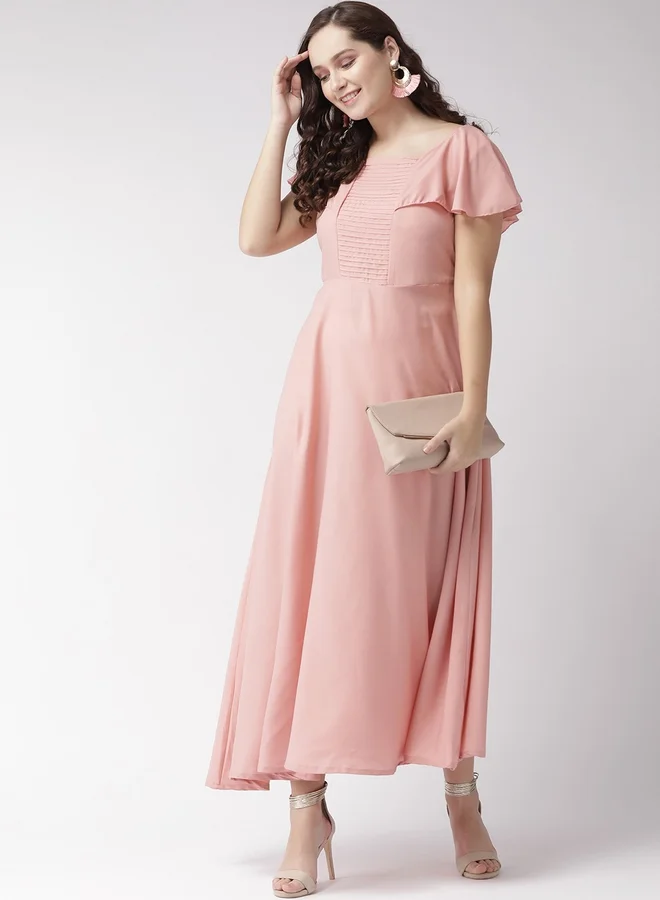 U&F U&F Square Neck A-Line Maxi Dress with Frill Sleeves
